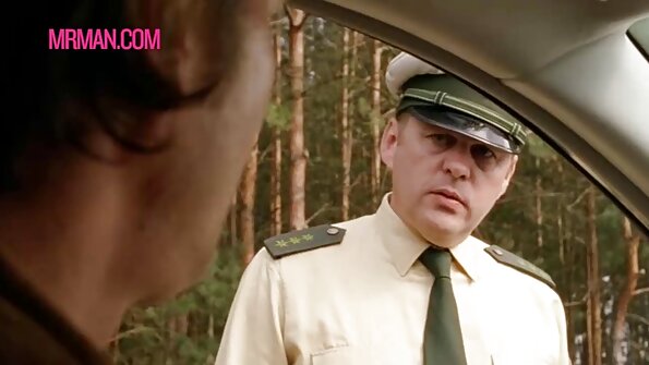 Curly Czech chick with headband plays with dildo by the house